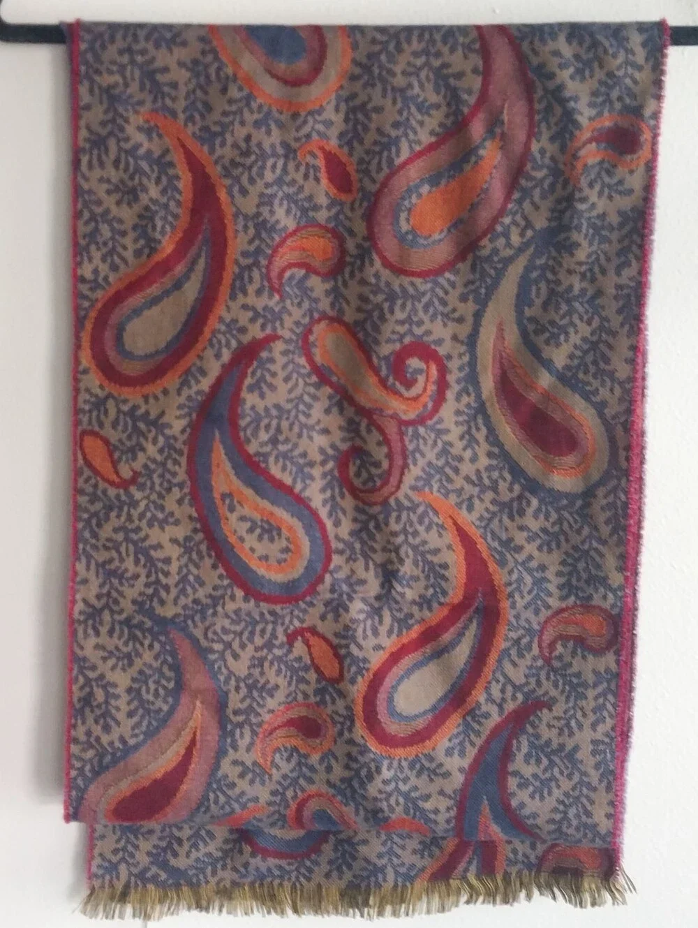 Johnstons of Elgin Made in Scotland Multicolor Paisley Fine Merino Wool Scarf